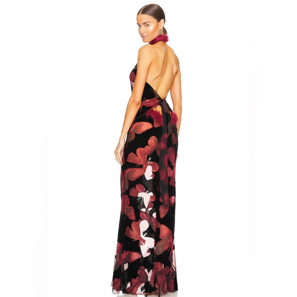 Kim Shui Butterfly Silk Faux Fur Trim Dress